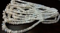 Natural White Rainbow Moonstone Rondelle Plain 6 to 12mm strand 8''