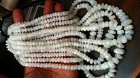 Natural White Rainbow Moonstone Rondelle Plain 6 to 12mm strand 8''