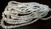 Natural White Rainbow Moonstone Rondelle Plain 6 to 12mm strand 8''