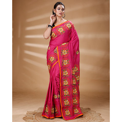 Embroidary And Applique Work Saree