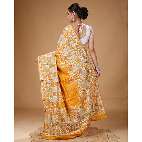 Embroidary Saree - Color: Yellow