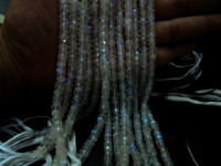 Natural White Rainbow Moonstone Rondelle Faceted Beads 4 to 6mm Strand 8''