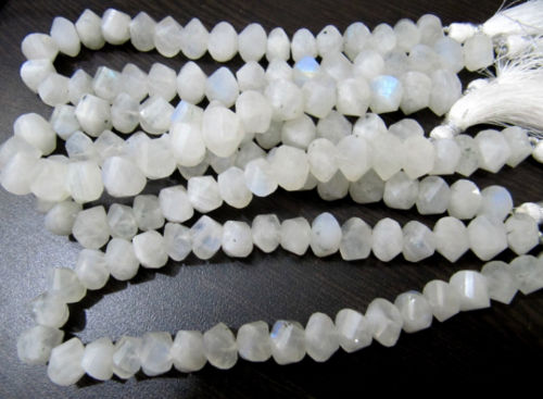 White Rainbow Moonstone Twisted Rondelle 9 to 10mm Strand 10'' long