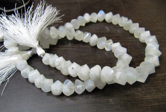 White Rainbow Moonstone Twisted Rondelle 9 to 10mm Strand 10'' long