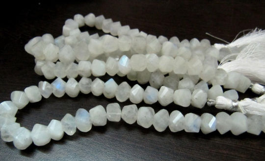 White Rainbow Moonstone Twisted Rondelle 9 to 10mm Strand 10'' long