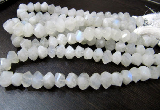 White Rainbow Moonstone Twisted Rondelle 9 to 10mm Strand 10'' long