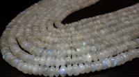 Natural White Rainbow Moonstone Rondelle Plain 8-9 mm Beads Strand 8''long