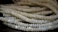 Natural White Rainbow Moonstone Rondelle Plain 8-9 mm Beads Strand 8''long