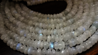 Natural White Rainbow Moonstone Rondelle Plain 8-9 mm Beads Strand 8''long