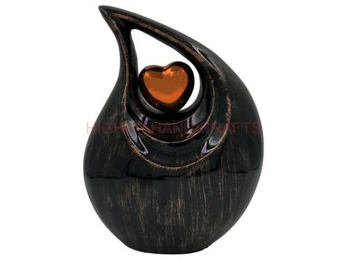 Decorative Teardrop Cremation Urn for Human Ashes, Large Size Funeral Black Aluminium Urns
