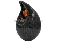Decorative Teardrop Cremation Urn for Human Ashes, Large Size Funeral Black Aluminium Urns