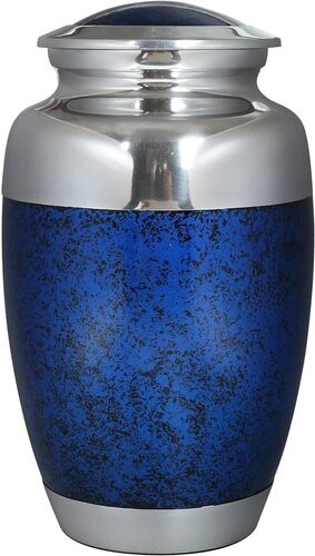 Blue & Silver Beautiful Cremation Adult Urn for 220 Cunib Inches Ashes Storage- Funeral Urns Supplies