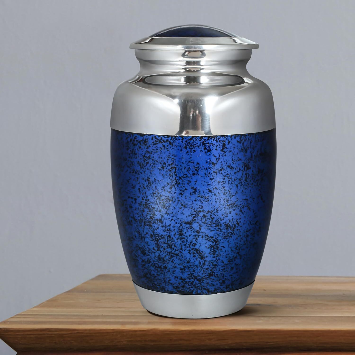 Blue & Silver Beautiful Cremation Adult Urn for 220 Cunib Inches Ashes Storage- Funeral Urns Supplies