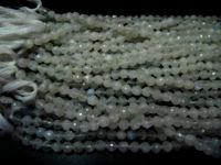 Natural White Rainbow Moonstone Round Faceted 4-5mm Beads Strand13''long