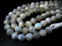 Natural White Rainbow Moonstone Round Faceted 8-10mm beads Strand 10''