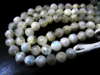 Natural White Rainbow Moonstone Round Faceted 8-10mm beads Strand 10''