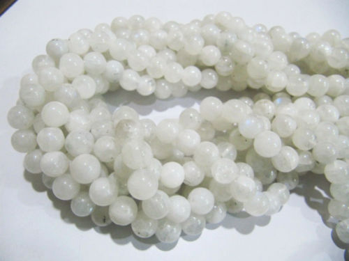 Natural white Rainbow Moonstone Round Shape 8mm Plain beads Strand 13''Long