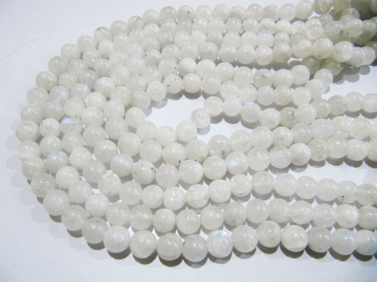 Natural white Rainbow Moonstone Round Shape 8mm Plain beads Strand 13''Long