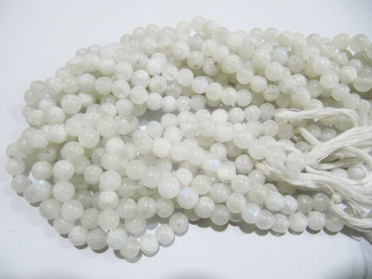 Natural white Rainbow Moonstone Round Shape 8mm Plain beads Strand 13''Long