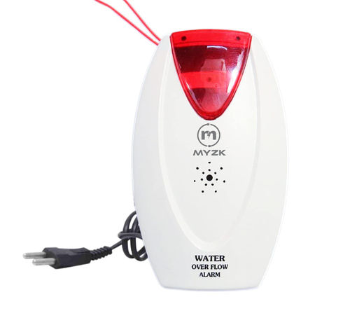 Myzk Electric Water Tank Overflow Alarm/Bell With High Quality Overflow Voice Sound In Two Language, Wired Sensor Security System (Standard, White & Red)