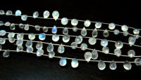 White Rainbow Moonstone Faceted Drop Shape 6x8mm to 8x10mm Strand 8''