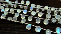 White Rainbow Moonstone Faceted Drop Shape 6x8mm to 8x10mm Strand 8''