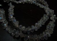 Natural White Rainbow Moonstone Drop Shape 3x5mm Faceted Beads Strand 9''