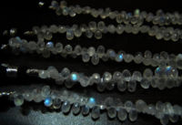 Natural White Rainbow Moonstone Drop Shape 3x5mm Faceted Beads Strand 9''