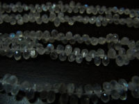 Natural White Rainbow Moonstone Drop Shape 3x5mm Faceted Beads Strand 9''