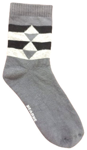 Grey With Black Stripe Ankle Socks