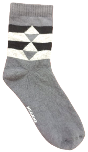 GREY WITH BLACK STRIPE ANKLE SOCKS