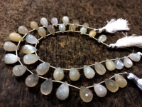 Natural White Rainbow Moonstone Drop shape 8x12mm Beads strand 8''long