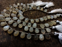 Natural White Rainbow Moonstone Drop shape 8x12mm Beads strand 8''long