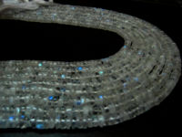 Natural White Rainbow Moonstone Tyre Shape Beads 3 to 5mm Strand 13''long