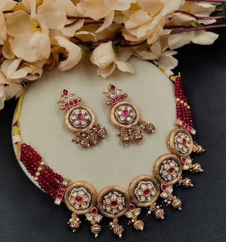 Elegant Essence Polki Necklace Set