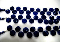 Dyed Blue Sapphire Corundum Round Coin Shape Faceted 15mm strand 8''long