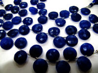 Dyed Blue Sapphire Corundum Round Coin Shape Faceted 15mm strand 8''long