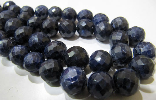 Blue sapphire Corundum Round Shape Faceted 9-12mm beads Strand 8''long