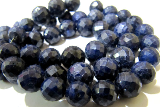 Blue sapphire Corundum Round Shape Faceted 9-12mm beads Strand 8''long