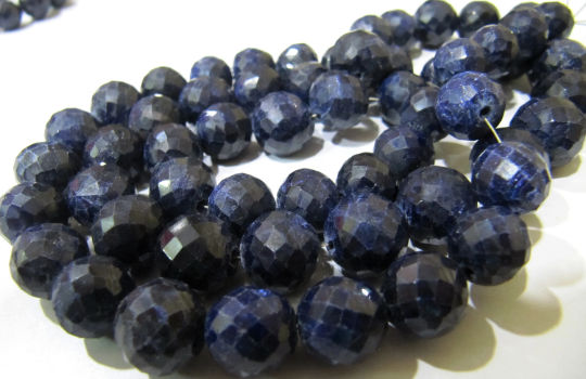 Blue sapphire Corundum Round Shape Faceted 9-12mm beads Strand 8''long