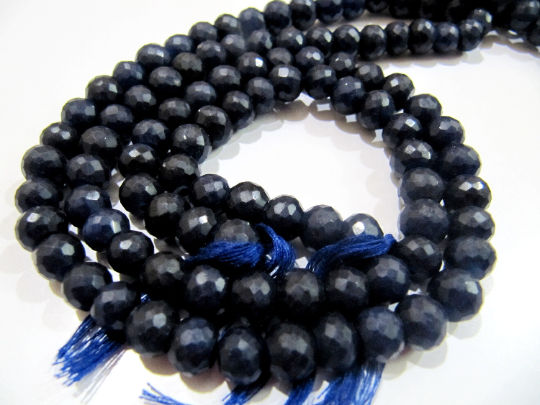 Dyed Sapphire Beads Rondelle Faceted Sapphire Beads 8-9mm13''long