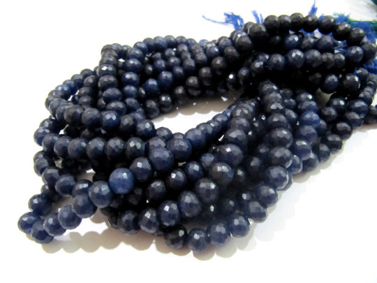 Dyed Sapphire Beads Rondelle Faceted Sapphire Beads 8-9mm13''long