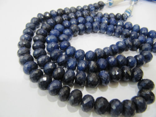 Pack of 10 Loose Beads of Blue Sapphire Rondelle Faceted 7mm to 11mm Beads