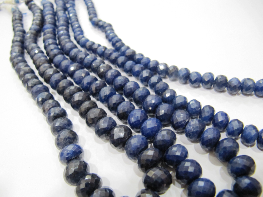 Pack of 10 Loose Beads of Blue Sapphire Rondelle Faceted 7mm to 11mm Beads