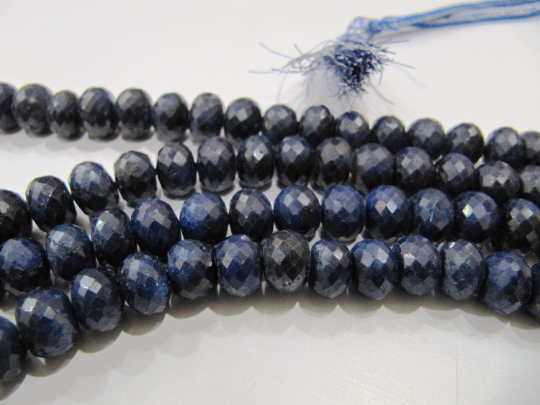 Pack of 10 Loose Beads of Blue Sapphire Rondelle Faceted 7mm to 11mm Beads