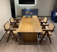 Dinning Table Solid Wood Veneer Rectangle 8 Seater - Dimensions: 200*90*75  Centimeter (cm)