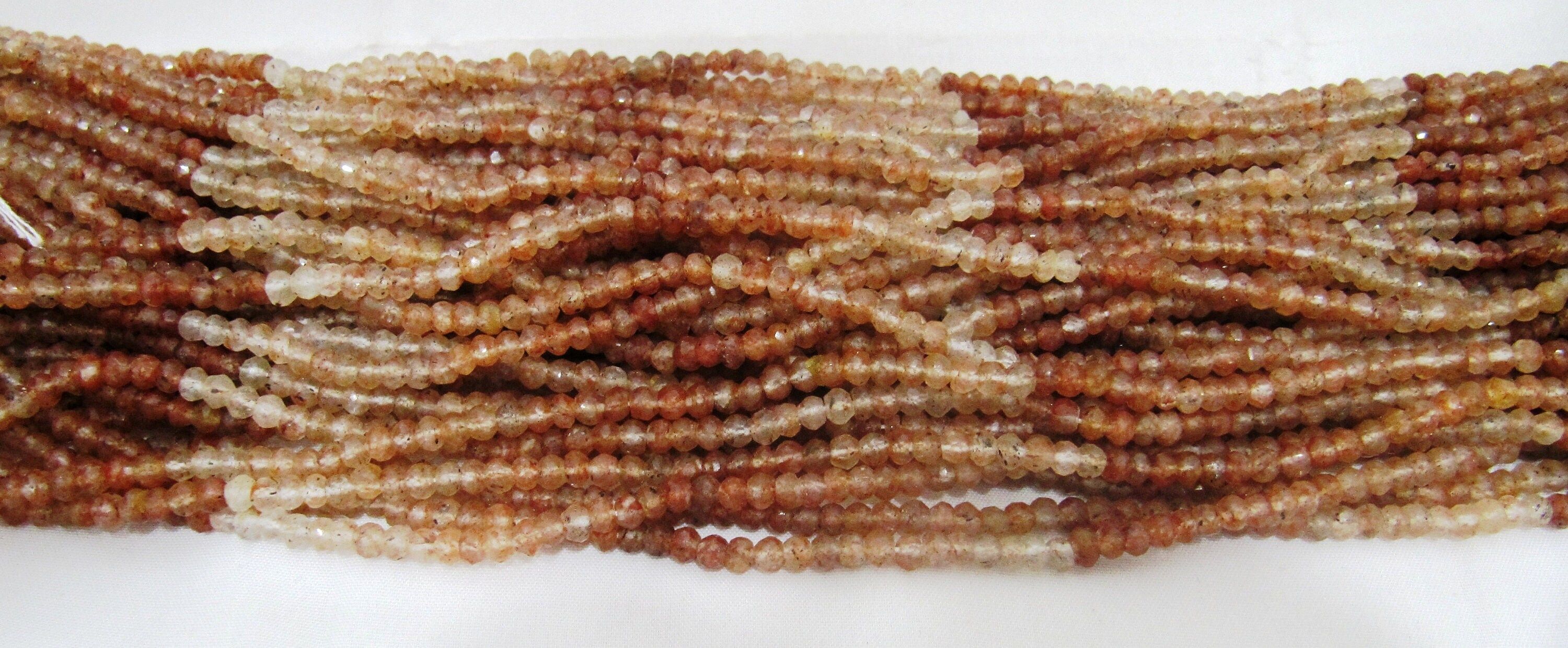 Natural Copper Rutilated Quartz Rondelle Faceted 4mm Beads Strand 13''long