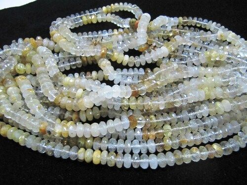 Golden Rutilated quartz Rondelle Faceted 8 to 9mm Strands 8inches long