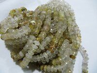 Golden Rutilated quartz Rondelle Faceted 8 to 9mm Strands 8inches long