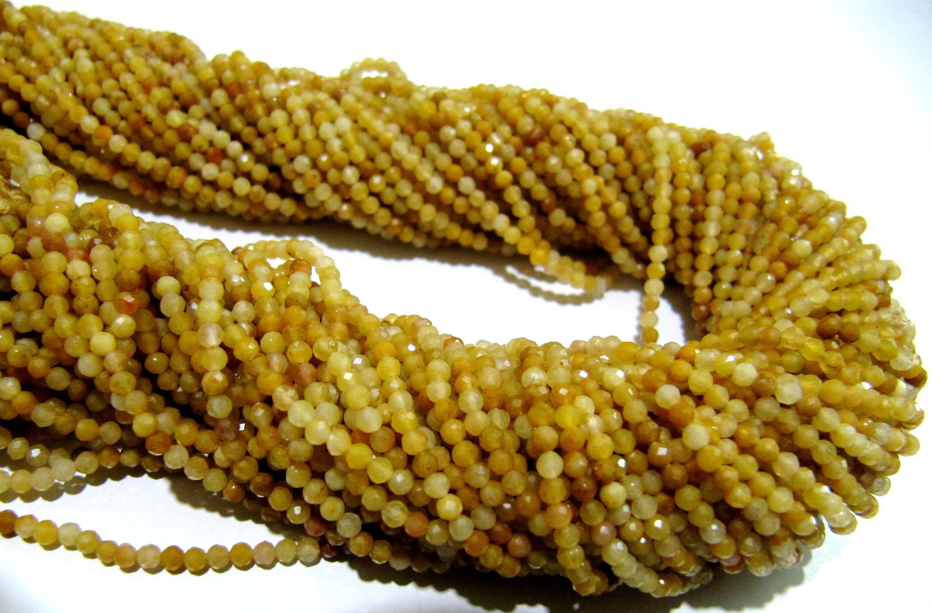 Natural Yellow Rutilated Quartz Rondelle Faceted Beads 2mm Strand 13''long